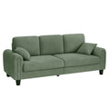 3 Seater Sofa Couches for Living Room, 84.6" Coffee Bean Textured Fabric, 2 Pillows, Green
