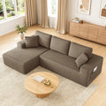 108" Boneless Sofa for Living Room, COFUNOK Modern L-Shaped Corduroy Sectional, Modular Cloud Couch with Deep Seating Upholstered Sofa, Oversized,No Assembly,Brown
