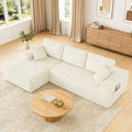108" Boneless Sofa for Living Room, COFUNOK Modern L-Shaped Corduroy Sectional, Modular Cloud Couch with Deep Seating Upholstered Sofa, Oversized,No Assembly,Beige