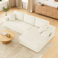 108" Boneless Sofa for Living Room, COFUNOK Modern L-Shaped Corduroy Sectional, Modular Cloud Couch with Deep Seating Upholstered Sofa, Oversized,No Assembly,Beige