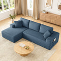 108" Boneless Sofa for Living Room, COFUNOK Modern L-Shaped Corduroy Sectional, Modular Cloud Couch with Deep Seating Upholstered Sofa, Oversized,No Assembly,Blue