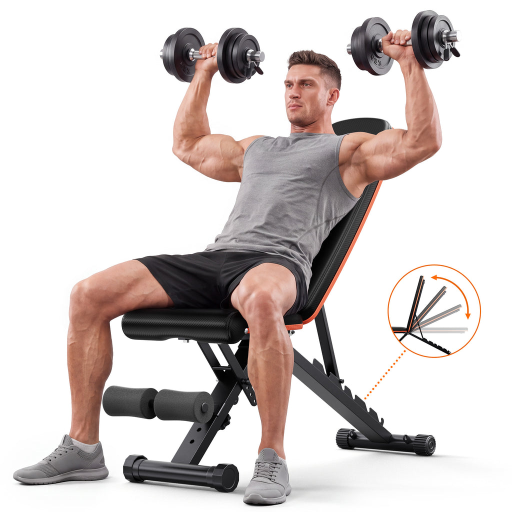COFUNOK Adjustable Folding Weight Bench for Home Gym, 827 lbs Capacity Multi-Functional Workout Bench with 7 Positions for Full Body