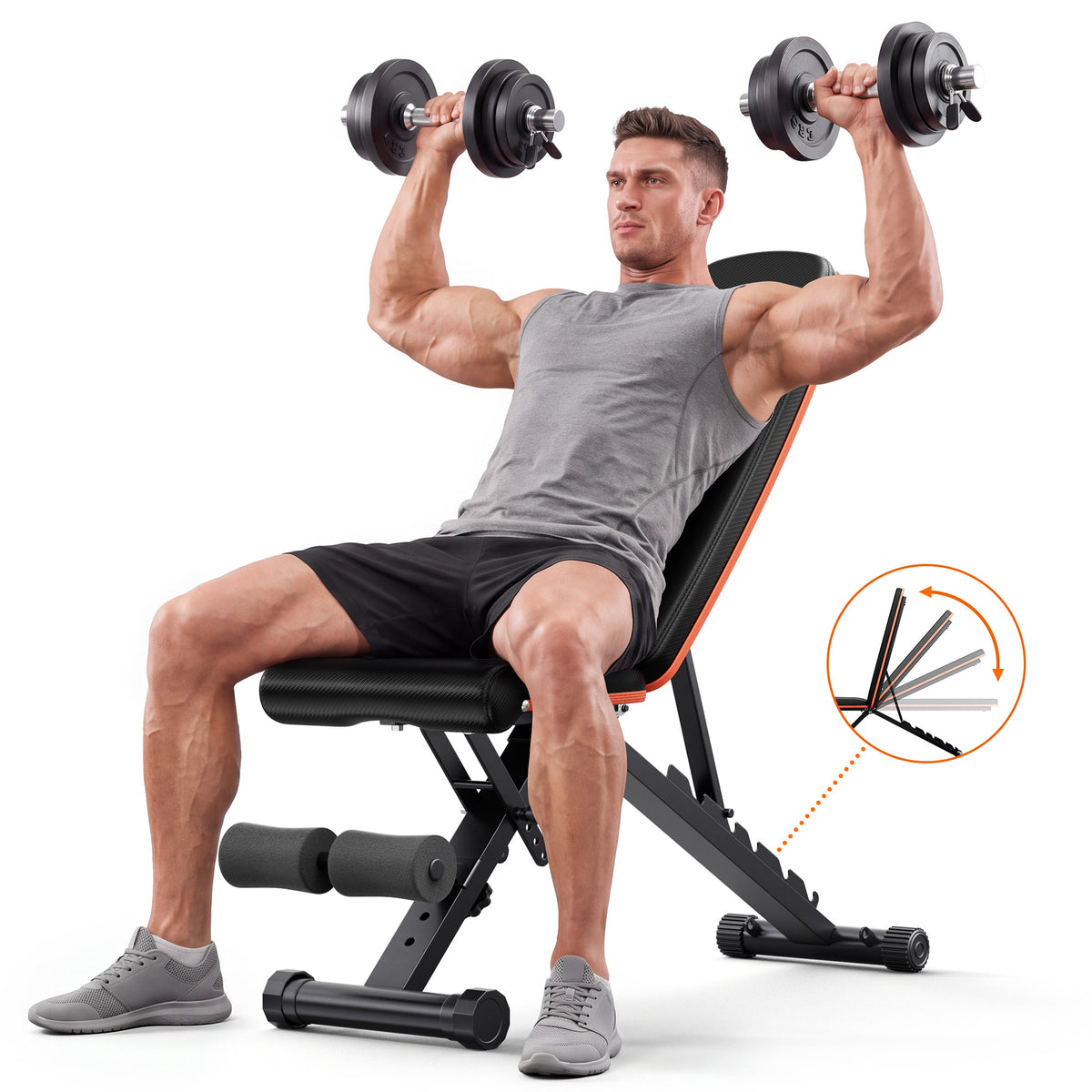 COFUNOK Adjustable Folding Weight Bench for Home Gym, 827 lbs Capacity Multi-Functional Workout Bench with 7 Positions for Full Body