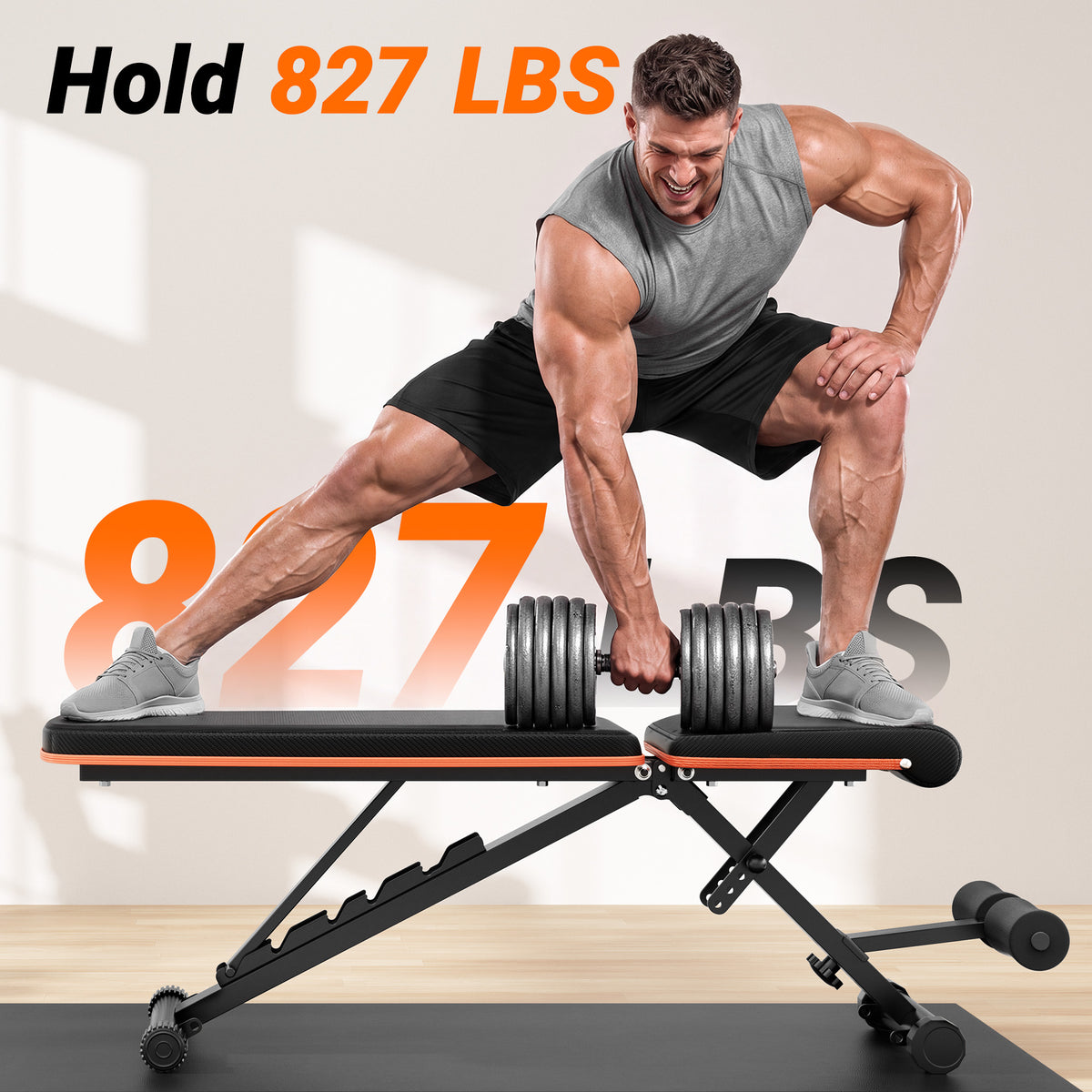 COFUNOK Adjustable Folding Weight Bench for Home Gym, 827 lbs Capacity Multi-Functional Workout Bench with 7 Positions for Full Body