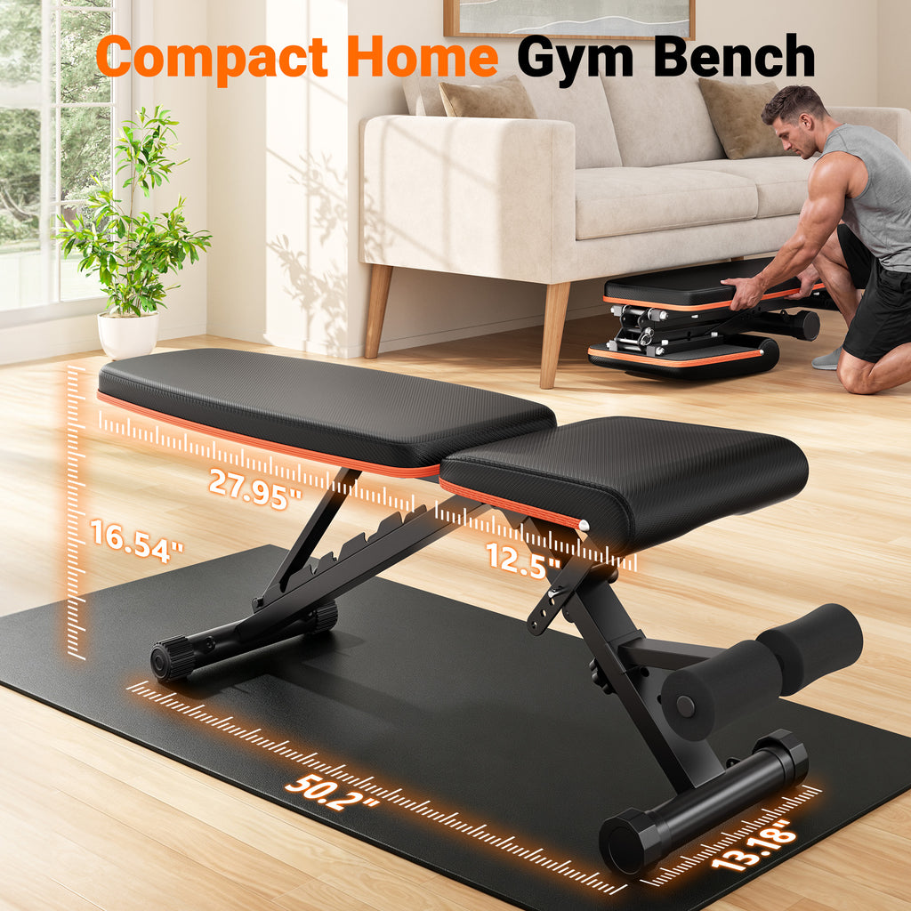 COFUNOK Adjustable Folding Weight Bench for Home Gym, 827 lbs Capacity Multi-Functional Workout Bench with 7 Positions for Full Body