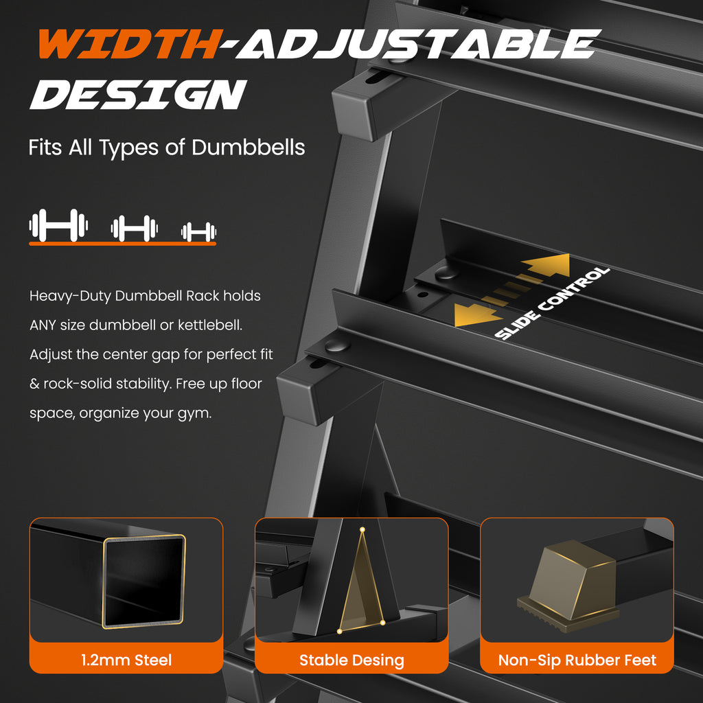 Dumbbell Rack, 3-Tier 1100lb Weights Rack Adjustable Dumbbells Storage Rack Holder Home Gym Storage Organizer
