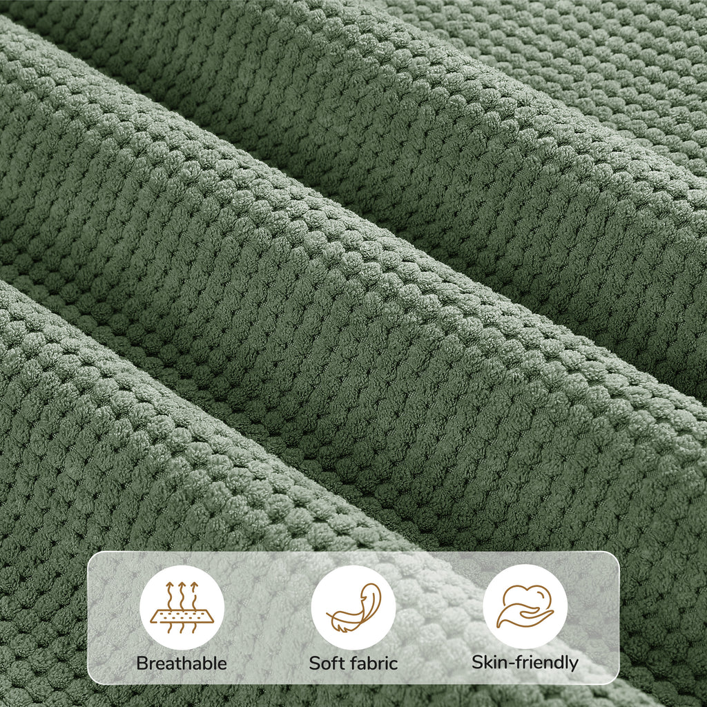 3 Seater Sofa Couches for Living Room, 84.6" Coffee Bean Textured Fabric, 2 Pillows, Green