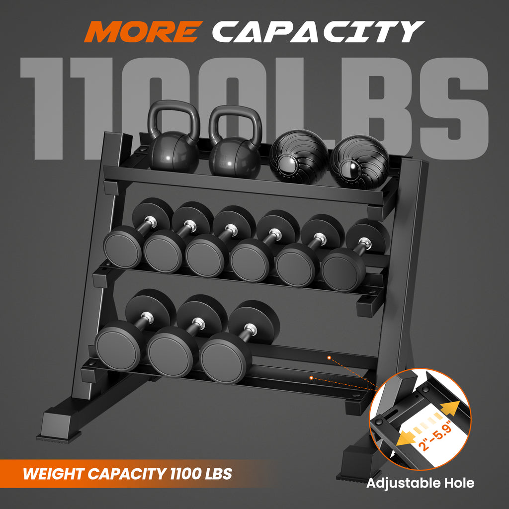 Dumbbell Rack, 3-Tier 1100lb Weights Rack Adjustable Dumbbells Storage Rack Holder Home Gym Storage Organizer