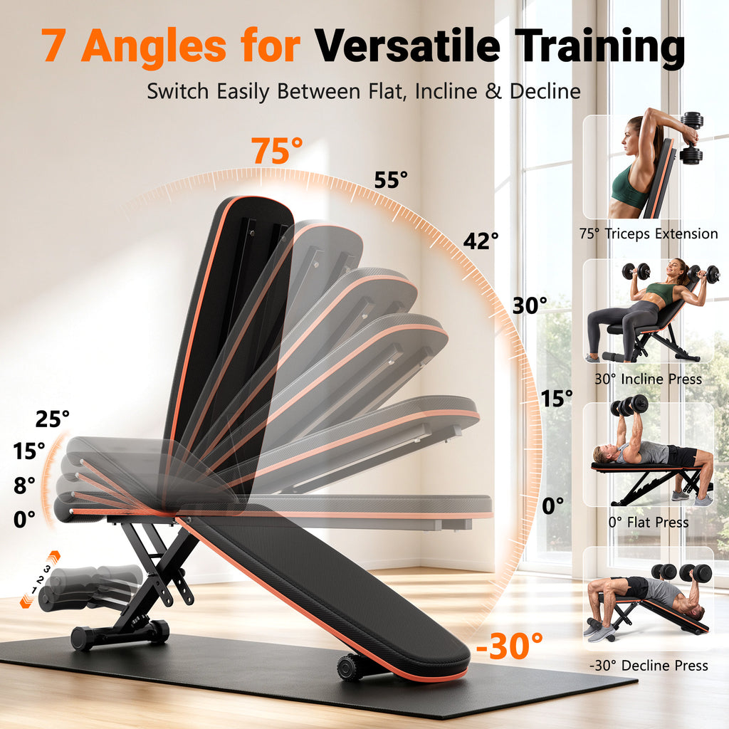 COFUNOK Adjustable Folding Weight Bench for Home Gym, 827 lbs Capacity Multi-Functional Workout Bench with 7 Positions for Full Body
