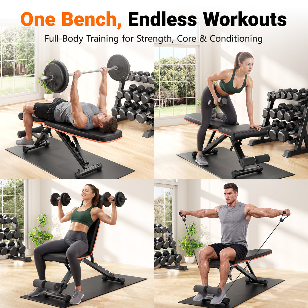 COFUNOK Adjustable Folding Weight Bench for Home Gym, 827 lbs Capacity Multi-Functional Workout Bench with 7 Positions for Full Body