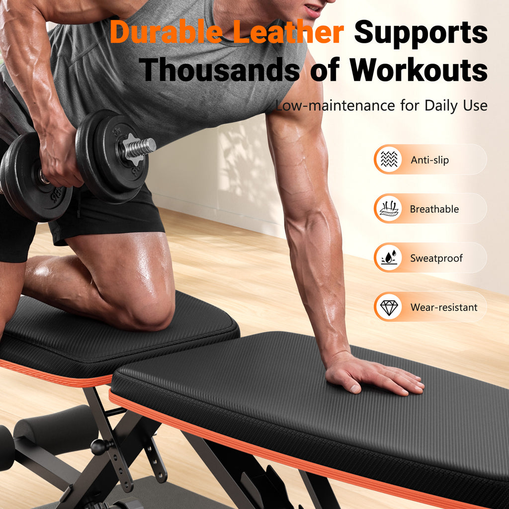 COFUNOK Adjustable Folding Weight Bench for Home Gym, 827 lbs Capacity Multi-Functional Workout Bench with 7 Positions for Full Body