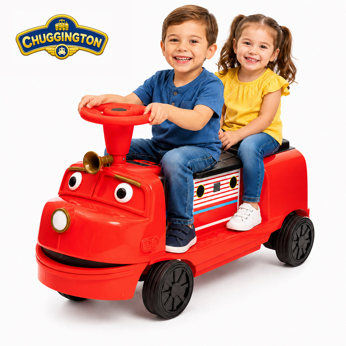 Officially Licensed Chuggington 12V Electric Ride On Train for Kids, Max Speed 3.1 MPH, 150 lbs Capacity, Ages 3-8, Red