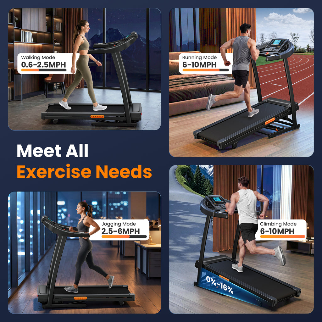 COFUNOK 16% Auto Incline Folding Treadmill ,4.0HP Treadmill for Home and Office,300-400LBS Capacity,10MPH Incline Treadmill with Heart Rate & Body Fat Monitor,App