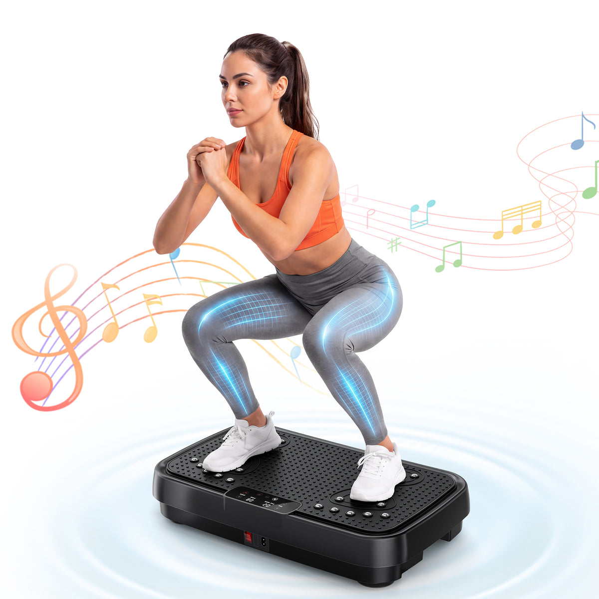 COFUNOK Vibration Plate Exercise Machine, 300 lbs Capacity, Whole Body Vibration Platform with Bluetooth, 99 Speeds, Resistance Bands, Remote Control & Touchscreen
