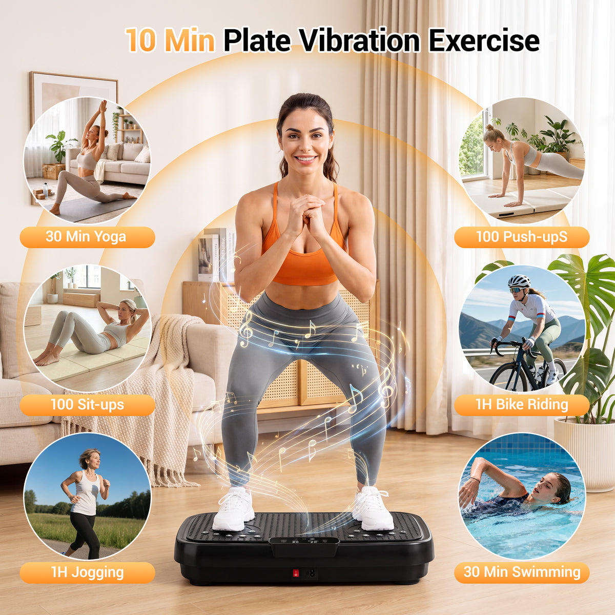 COFUNOK Vibration Plate Exercise Machine, 300 lbs Capacity, Whole Body Vibration Platform with Bluetooth, 99 Speeds, Resistance Bands, Remote Control & Touchscreen