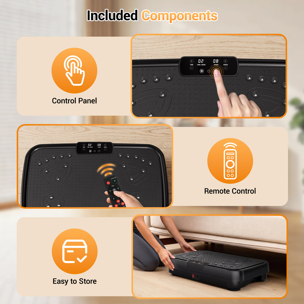 COFUNOK Vibration Plate Exercise Machine, 300 lbs Capacity, Whole Body Vibration Platform with Bluetooth, 99 Speeds, Resistance Bands, Remote Control & Touchscreen