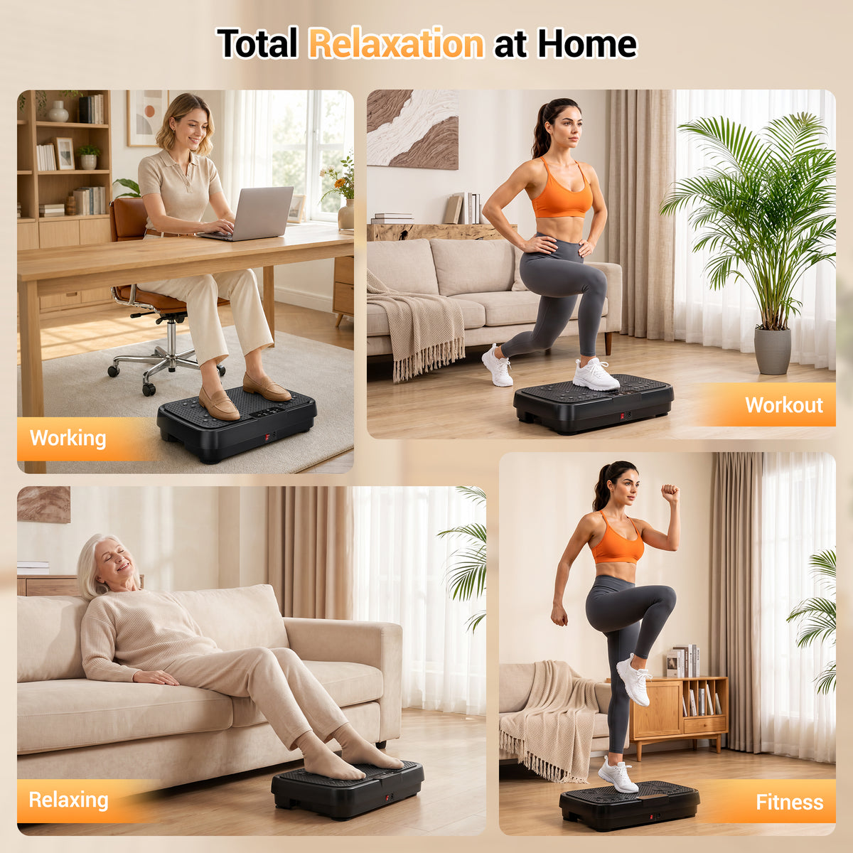 COFUNOK Vibration Plate Exercise Machine, 300 lbs Capacity, Whole Body Vibration Platform with Bluetooth, 99 Speeds, Resistance Bands, Remote Control & Touchscreen