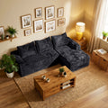 Boneless Couches for Living Room, L-Shape Sectional Sofa in a Box, Right Facing Chaise, Black
