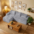 Modular Sectional Sofa Couches L-Shape Couch 3 Seat Modular Sofa Memory Foam Sectional Couches for Living Room, Cloud Couch with Oversized Chaise(Left Facing Chaise, Gray)