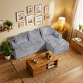 COFUNOK Boneless Couches for Living Room, 94" L-Shaped Sectional Sofa, Corduroy, Right Chaise, Gray