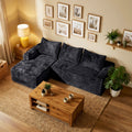 COFUNOK Boneless Couches for Living Room, 94" L-Shaped Sectional Sofa, Corduroy, Left Chaise, Black