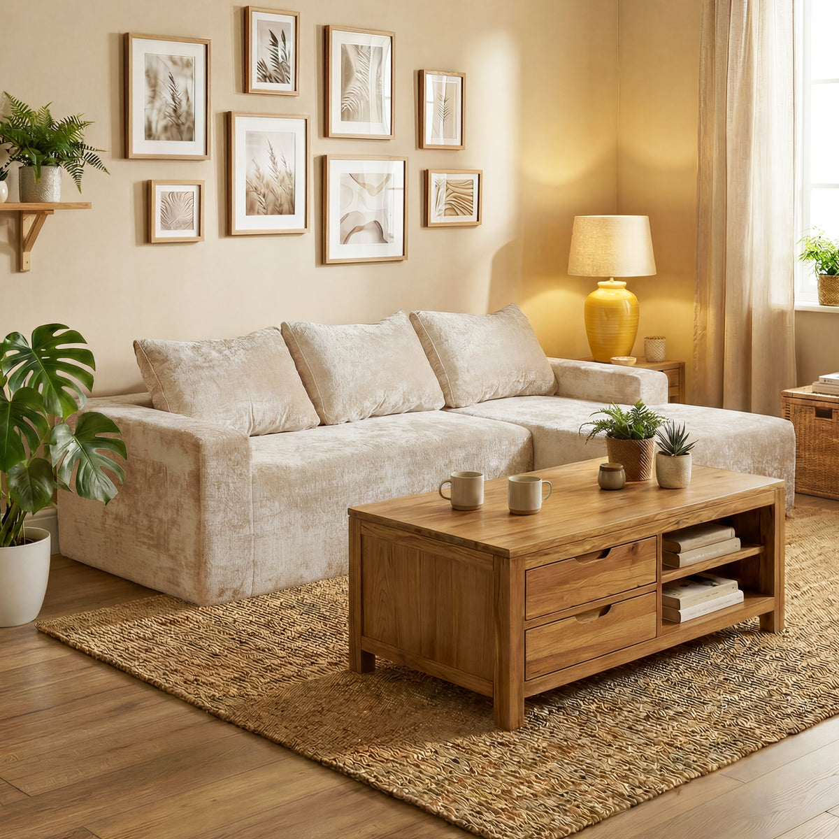 Modular Sectional Sofa Couches L-Shape Couch 3 Seat Modular Sofa Memory Foam Sectional Couches for Living Room, Cloud Couch with Oversized Chaise(Right Facing Chaise, Camel)
