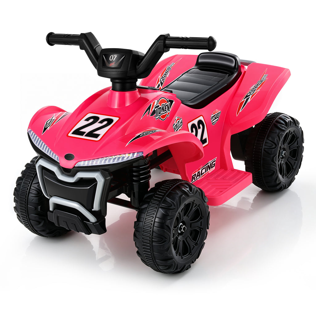 COFUNOK 12V Electric Kids Ride-On ATV Quad w/ Bluetooth, 2mph Max, Treaded Tires, LED Lights, Radio - Pink