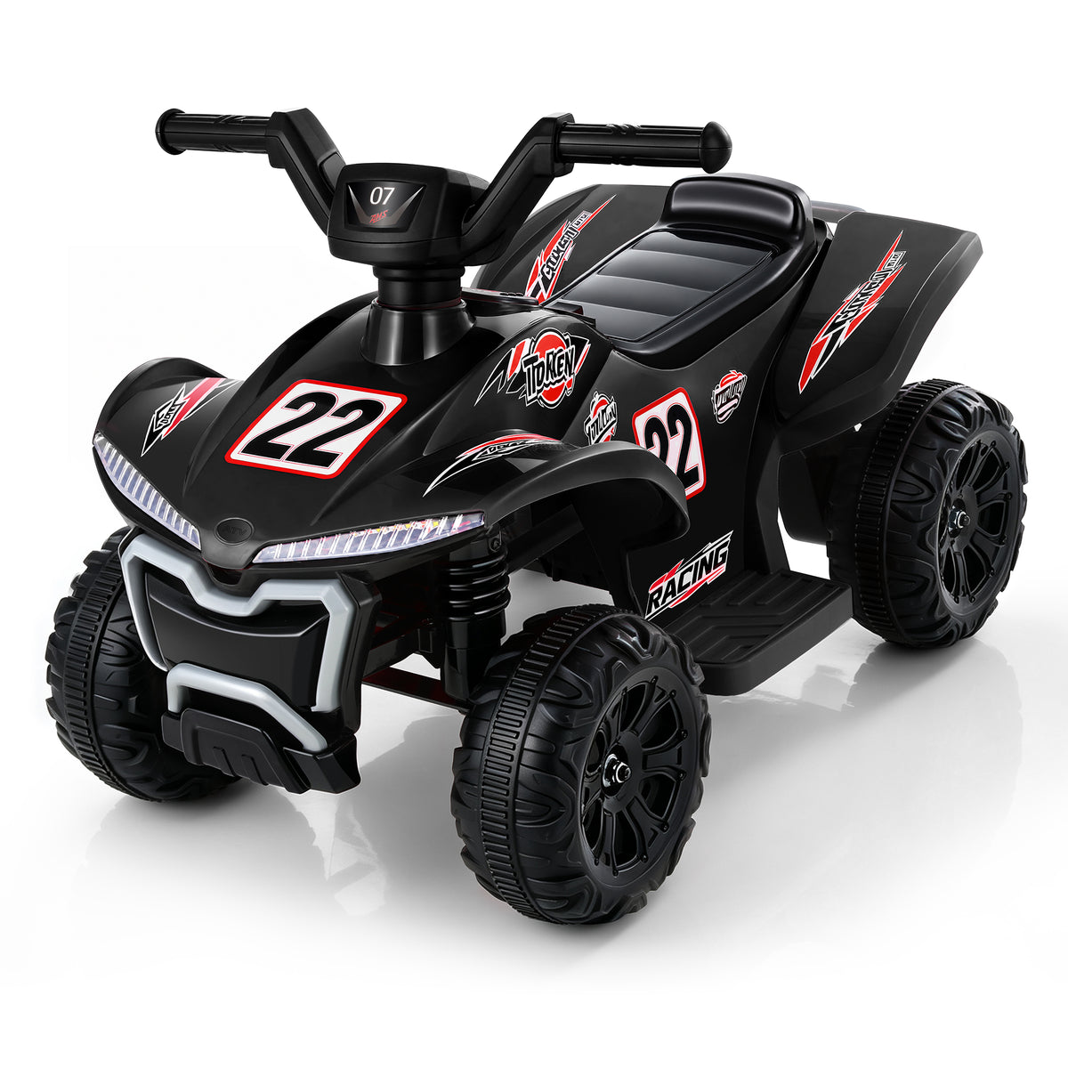 COFUNOK 12V Electric Kids Ride-On ATV Quad w/ Bluetooth, 2mph Max, Treaded Tires, LED Lights, Radio - Black