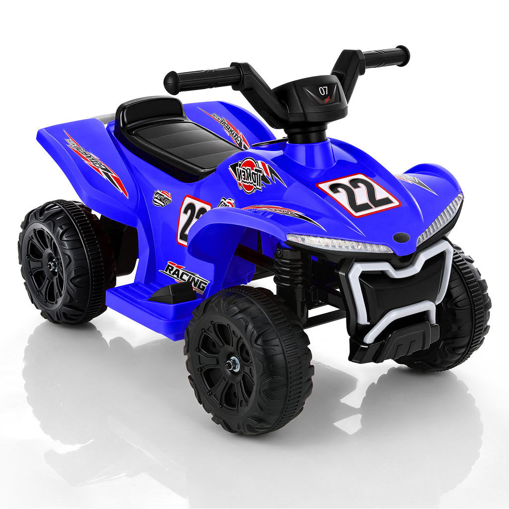 COFUNOK 12V Electric Kids Ride-On ATV Quad w/ Bluetooth, 2mph Max, Treaded Tires, LED Lights, Radio - Blue