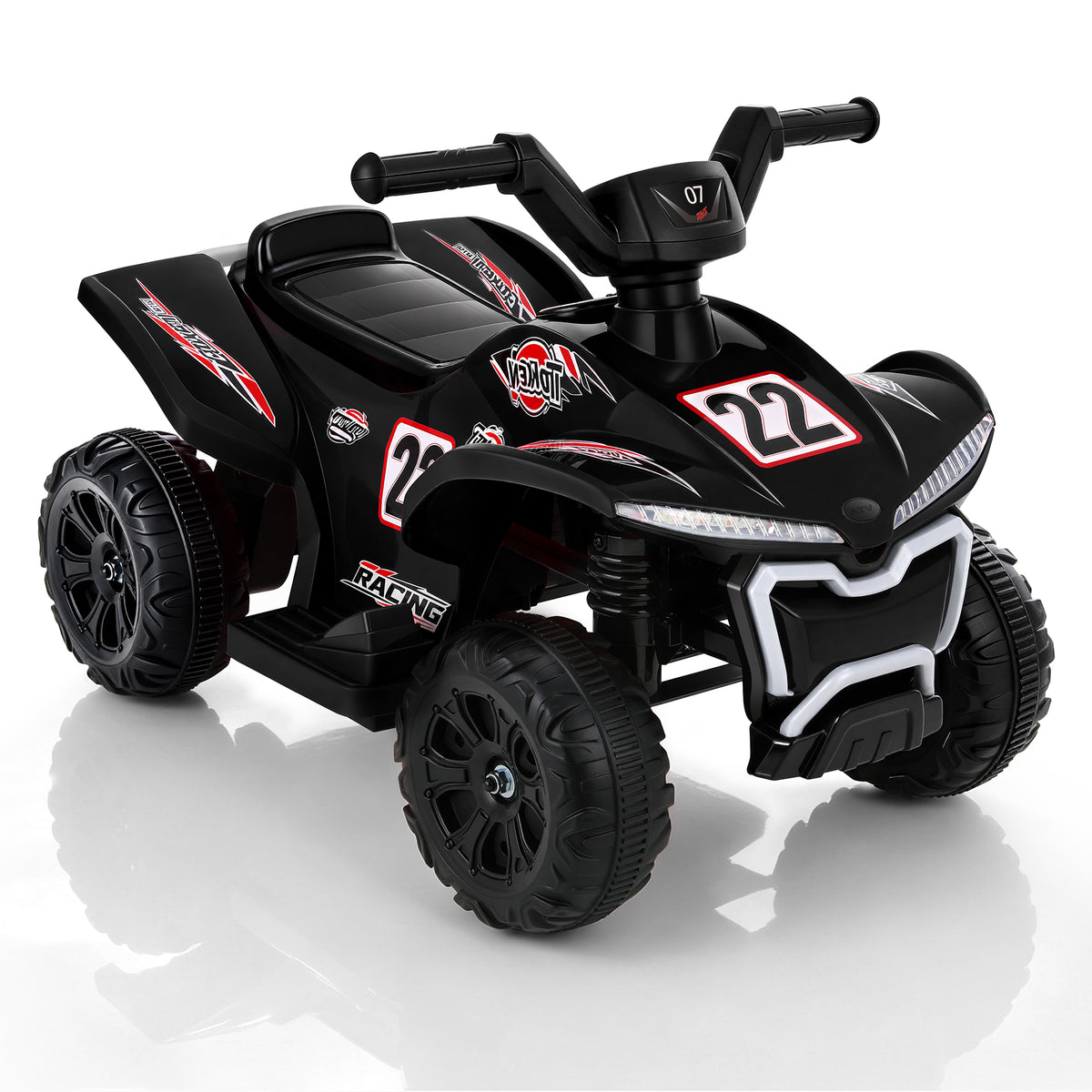 COFUNOK 12V Electric Kids Ride-On ATV Quad w/ Bluetooth, 2mph Max, Treaded Tires, LED Lights, Radio - Black