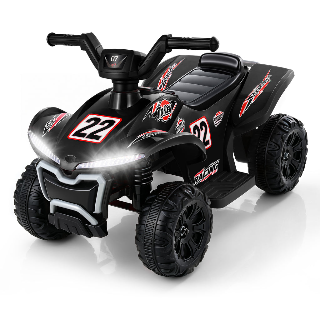 COFUNOK 12V Electric Kids Ride-On ATV Quad w/ Bluetooth, 2mph Max, Treaded Tires, LED Lights, Radio - Black