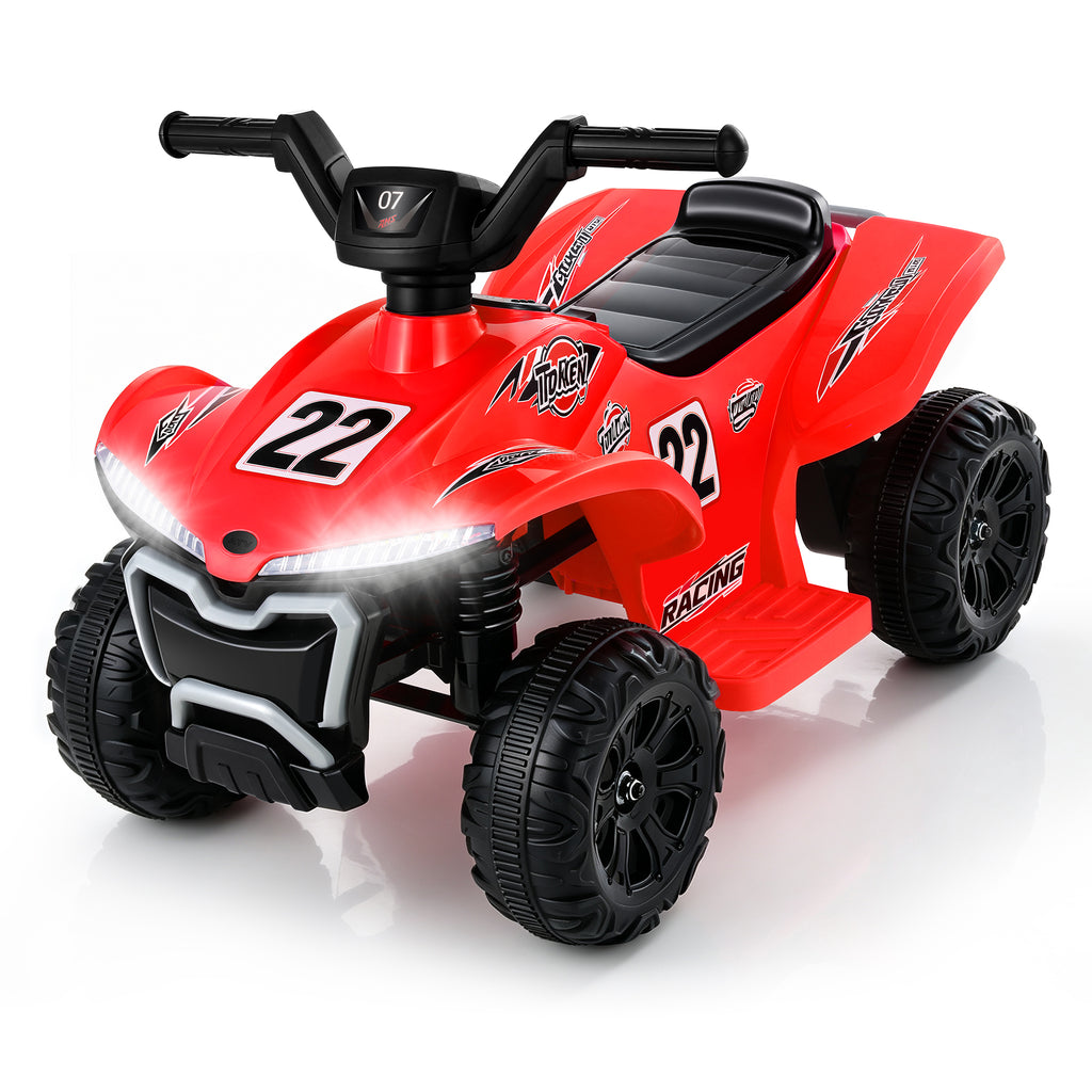 COFUNOK 12V Electric Kids Ride-On ATV Quad w/ Bluetooth, 2mph Max, Treaded Tires, LED Lights, Radio - Red