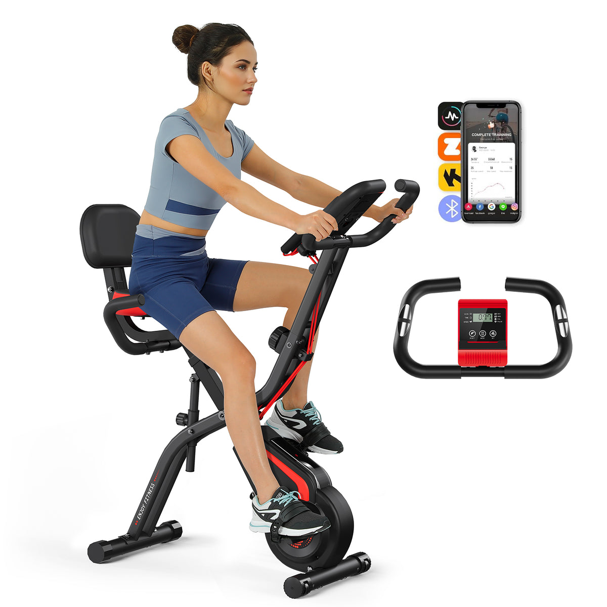 Folding Exercise Bike,10-Level Magnetic Quiet Resistance, 330LBS Capacity,