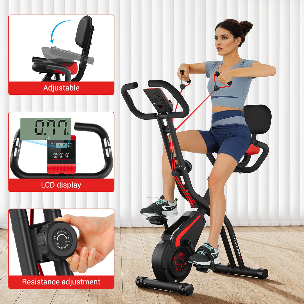 Folding Exercise Bike,10-Level Magnetic Quiet Resistance, 330LBS Capac ...