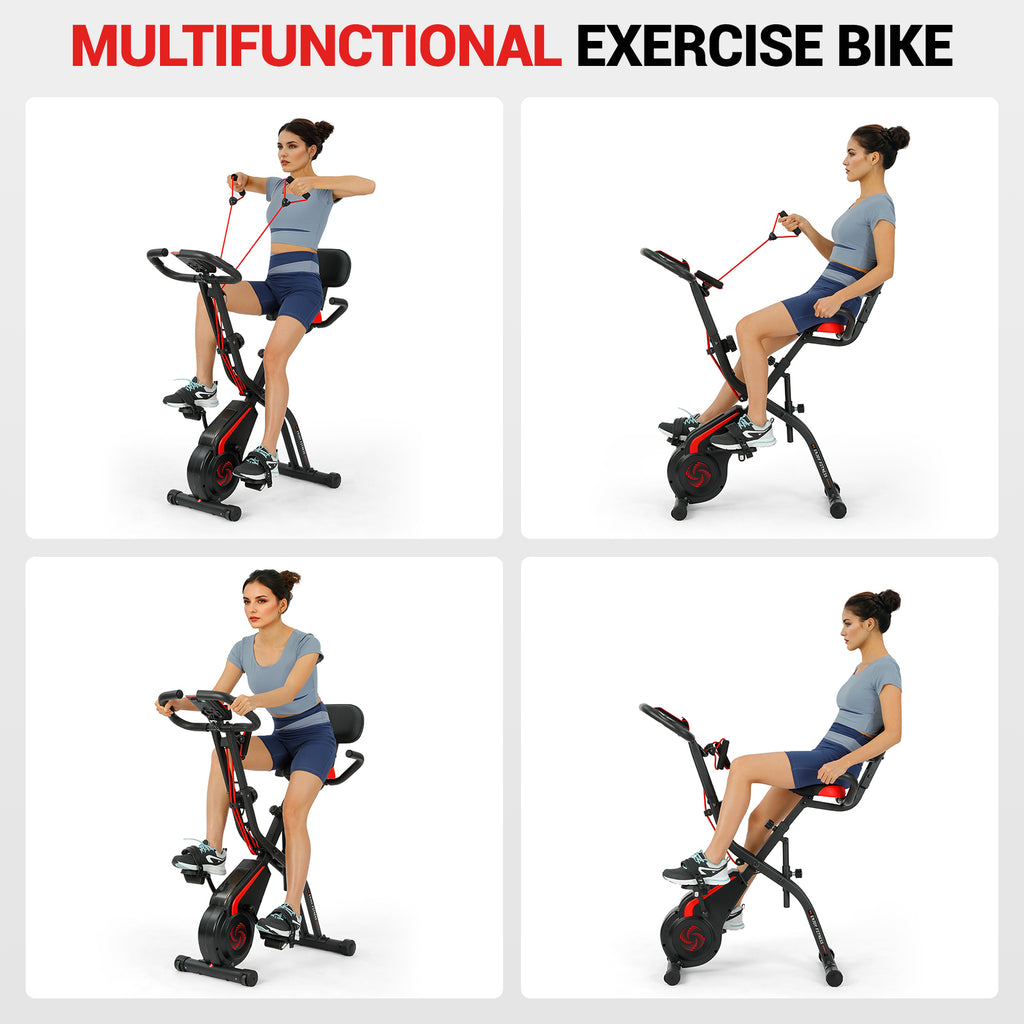 Folding Exercise Bike,10-Level Magnetic Quiet Resistance, 330LBS Capac ...