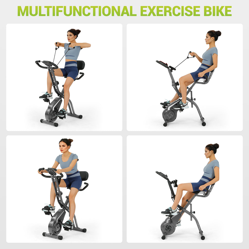 330LBS Capacity, Upright Compact Indoor Cycling Bike for Home Workouts (Gray)