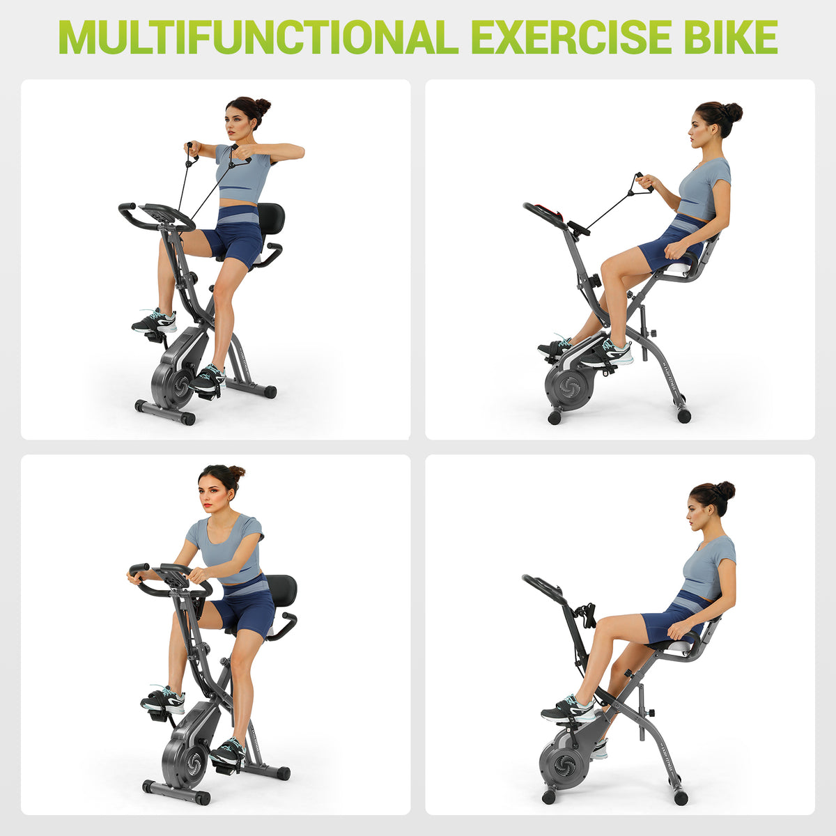 330LBS Capacity, Upright Compact Indoor Cycling Bike for Home Workouts (Gray)