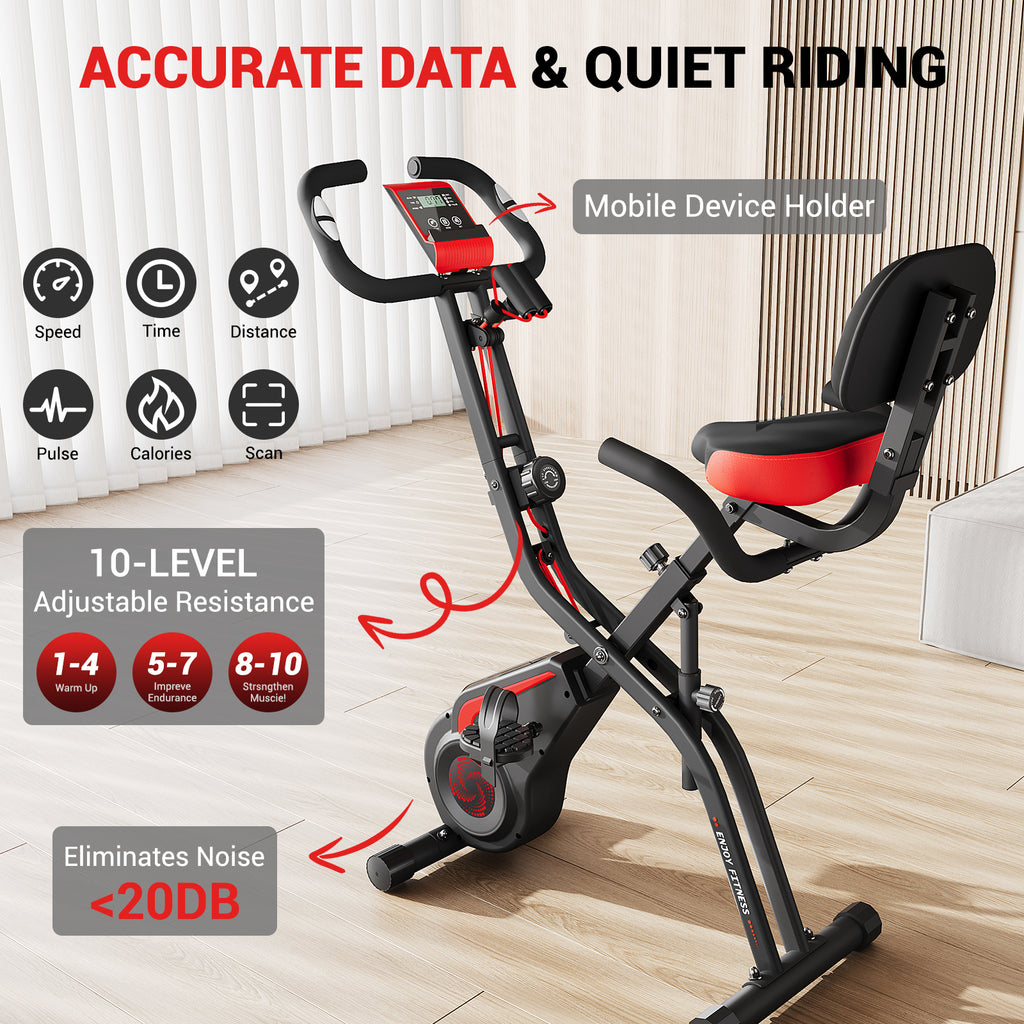 Folding Exercise Bike,10-Level Magnetic Quiet Resistance, 330LBS Capac ...