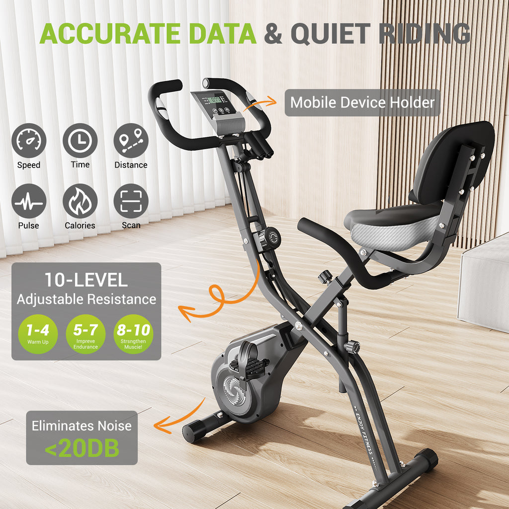 330LBS Capacity, Upright Compact Indoor Cycling Bike for Home Workouts (Gray)