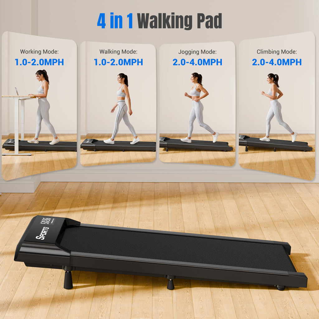 COFUNOK Walking Pad Treadmill with 10% Manual Incline, 2.5 HP Under Desk Treadmill, 1.0–4.0 MPH, 265 lbs Capacity, Remote Control and LED Display