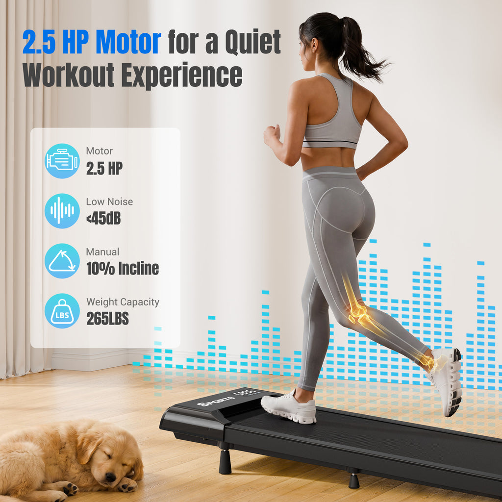 COFUNOK Walking Pad Treadmill with 10% Manual Incline, 2.5 HP Under Desk Treadmill, 1.0–4.0 MPH, 265 lbs Capacity, Remote Control and LED Display