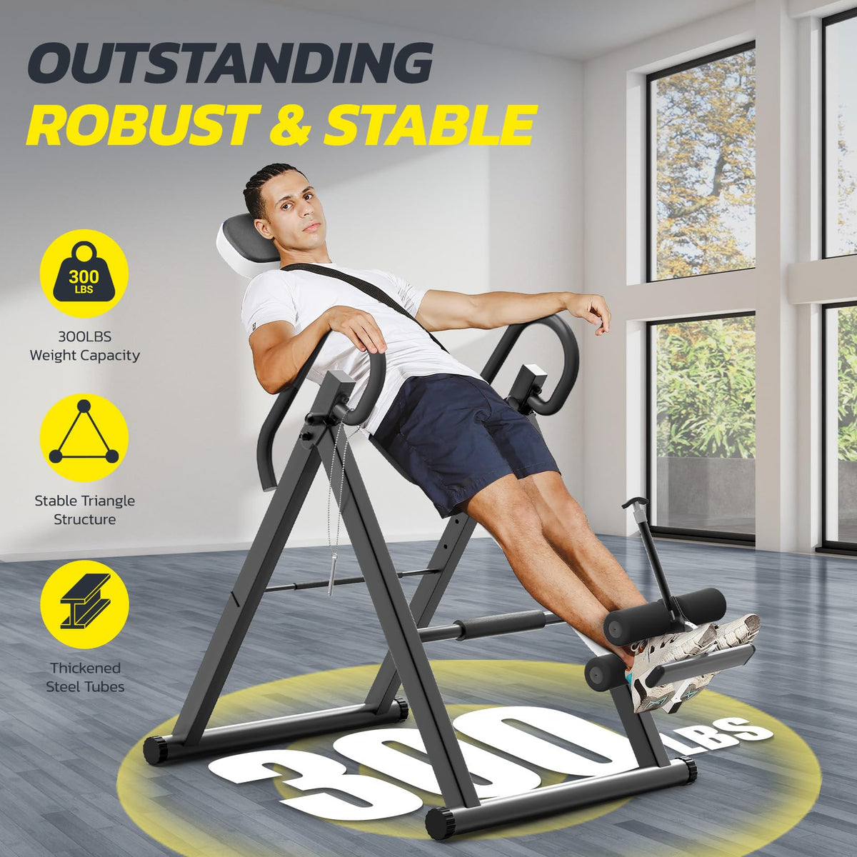 Heavy Duty Inversion Table, 300lb Capacity Back Therapy Reflexology