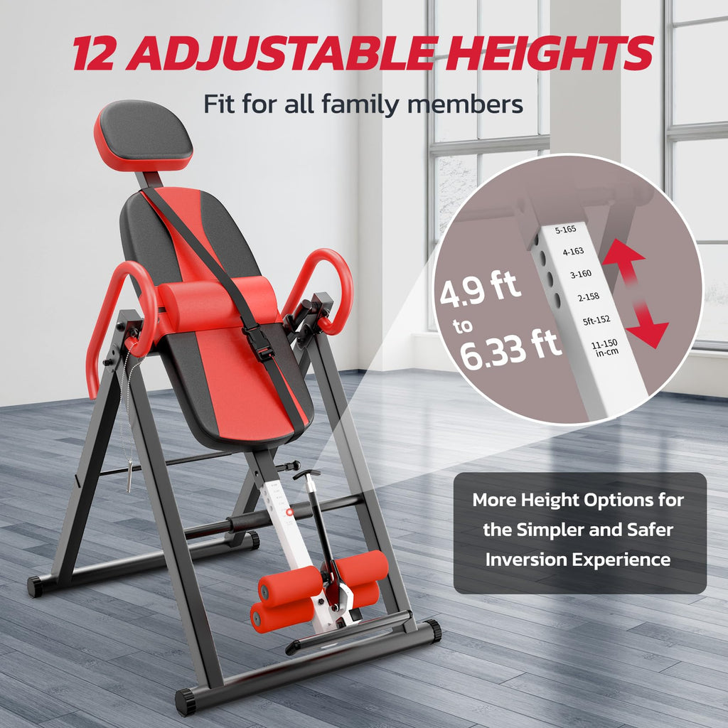 Heavy Duty Inversion Table, 300lb Capacity Back Therapy Reflexology