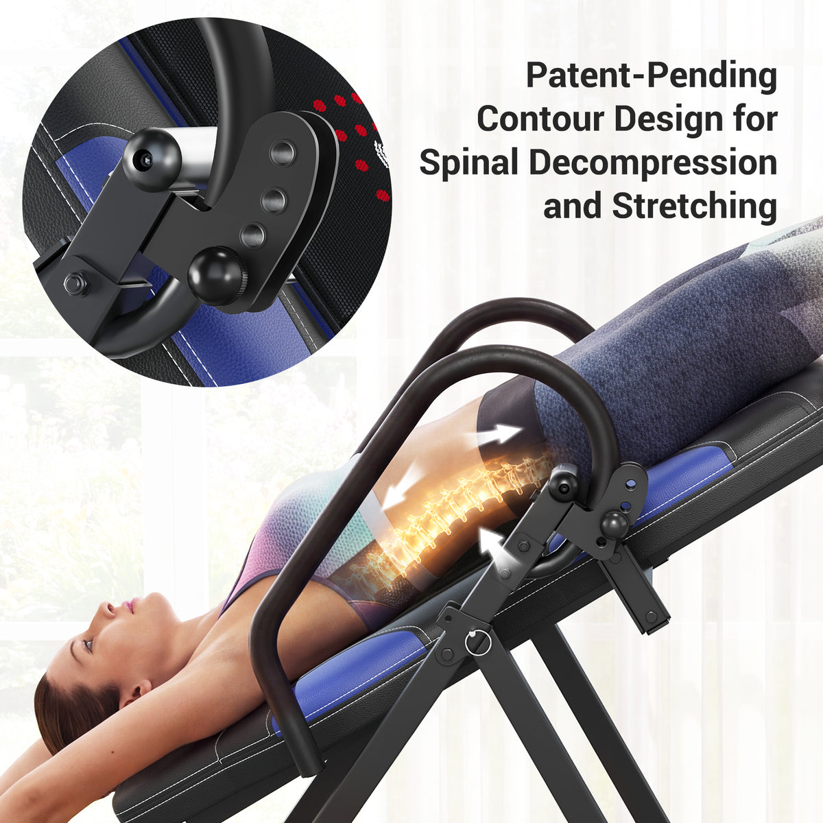 Heavy Duty Inversion Table, 300lb Capacity whit Back Heat and Massage
