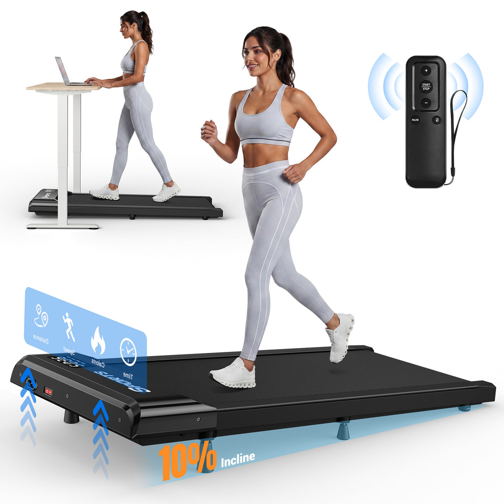 COFUNOK Walking Pad Treadmill with 10% Manual Incline, 2.5 HP Under Desk Treadmill, 1.0–4.0 MPH, 265 lbs Capacity, Remote Control and LED Display